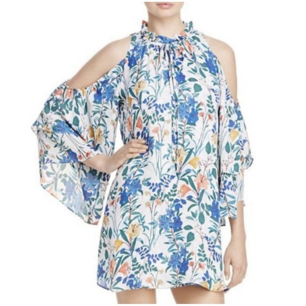 Parker  Silk Anastasia‎ Print Cold Shoulder Mini Dress Womens Floral Tulum XS